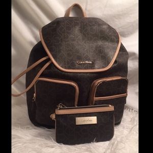 Calvin Klein authentic leather luggage backpack